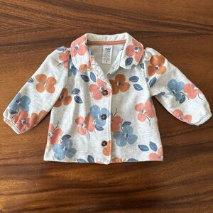 Carter's Floral Baby Cardigan Jacket Gray Orange and Blue 3-6M